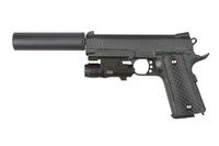Cтрайкбольный пистолет Galaxy G.25A, кольт, colt, черный, в комплекте глушитель + ЛЦУ