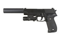Cтрайкбольный пистолет Galaxy G.26A, Sis Sauer P226, черный, в комплекте глушитель + ЛЦУ