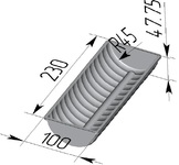 Форма хлебопекарная волнистая (литая алюминиевая, 230 х 100 х 48 мм)